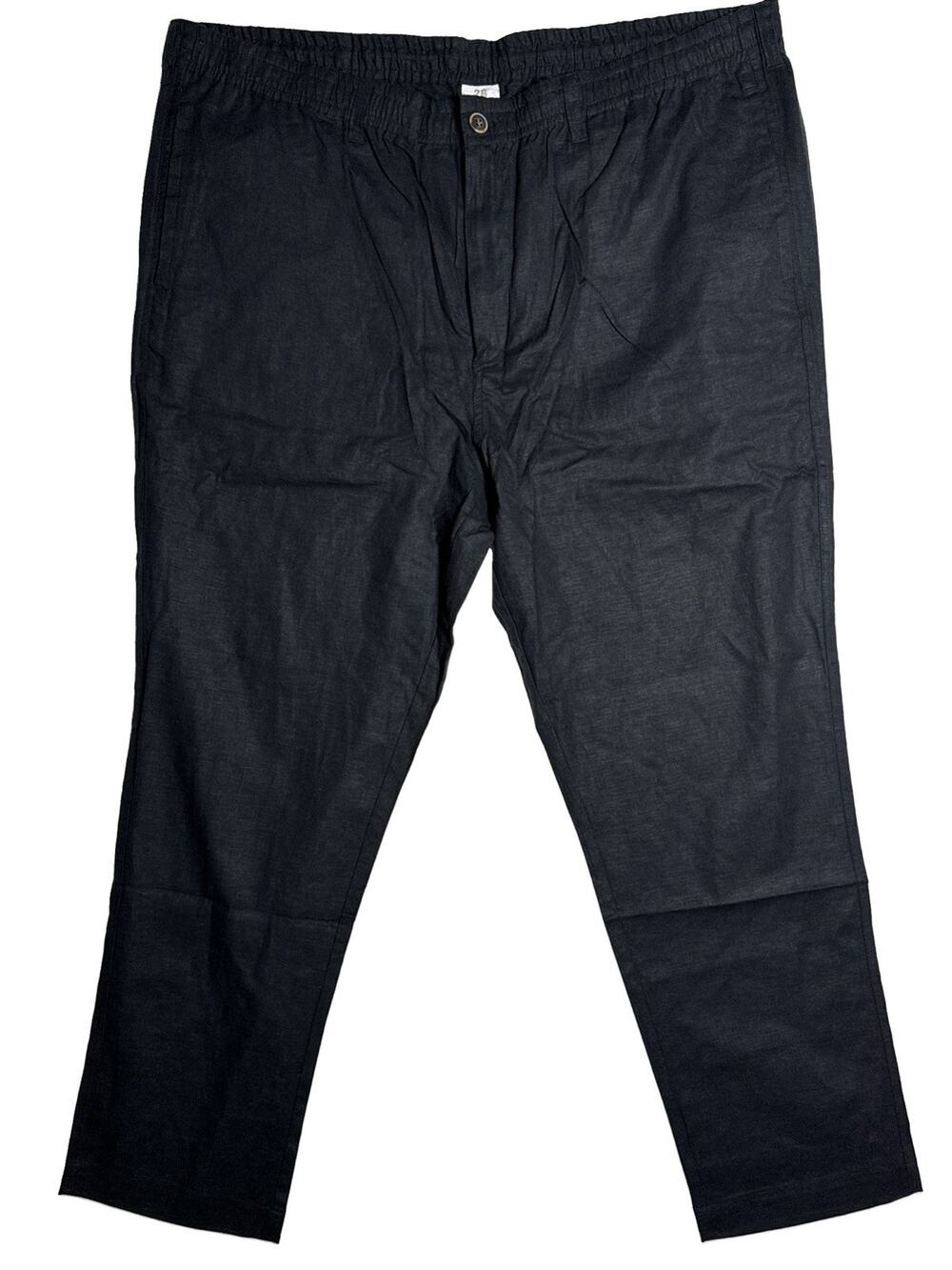 28 Palms Men’s Linen Blend Pants XXL 30 Black Elastic Waist Straight Casual